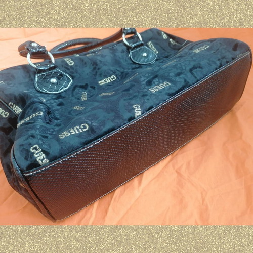 Guess vintage black handheld bag used with silver and gold details