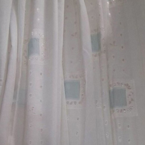 Ecru curtain with green details, like new, ready sewn 3.07×2.05 m
