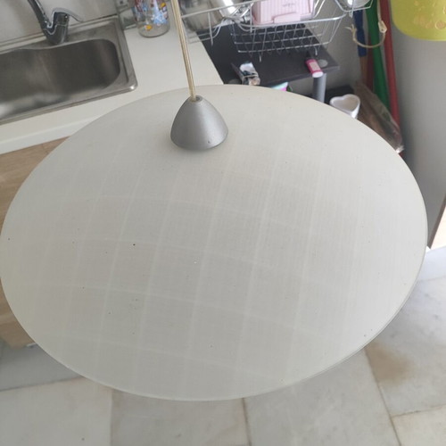 Modern ceiling light with white glass shade used
