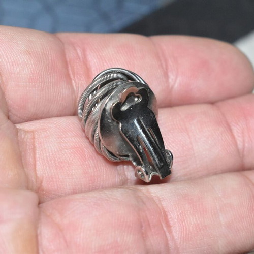 Vintage women's clip-on earrings silver color spiral design used