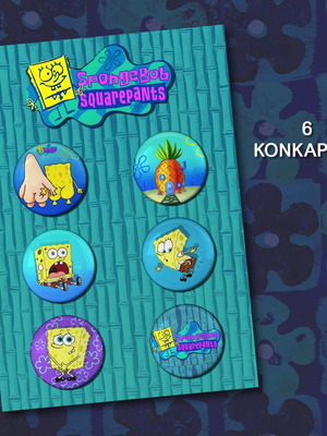 SpongeBob 6 Large Pins 3cm New