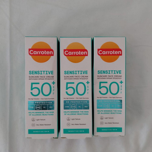 Carroten Sensitive Suncare Face Cream 50ml pack of 3 new