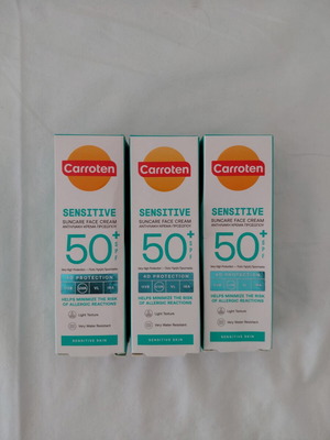 Carroten Sensitive Suncare Face Cream 50ml pack of 3 new