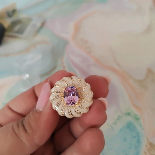 Ring with enamel and adjustable scrap stone, brand new