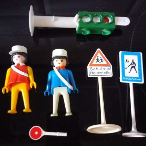 Playmobil Vintage collectible set school crossing guards and signs used