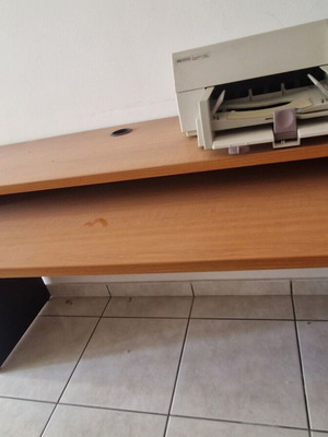Desk with sliding shelf used, melamine computer desk