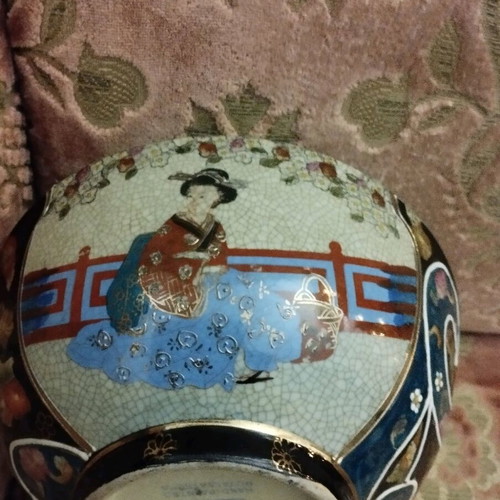Royal Satsuma hand painted deep bowl used, gilded