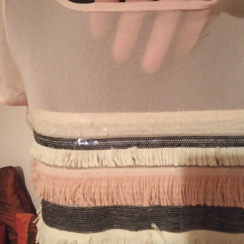 Dress with fringes and sequins used, size M, multicolor