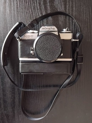 Minolta XD7 analog SLR with Rokkor 50mm f1.7 lens, Auto Winder and HAMA carrying bag used