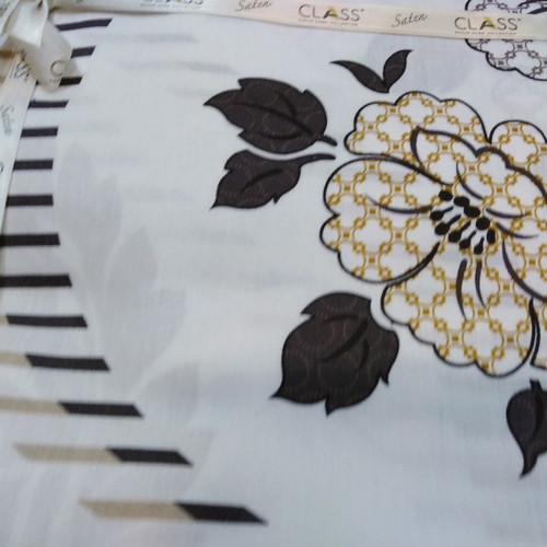 Cotton satin bed sheet set new super king with printed top sheet and ecru bottom sheet