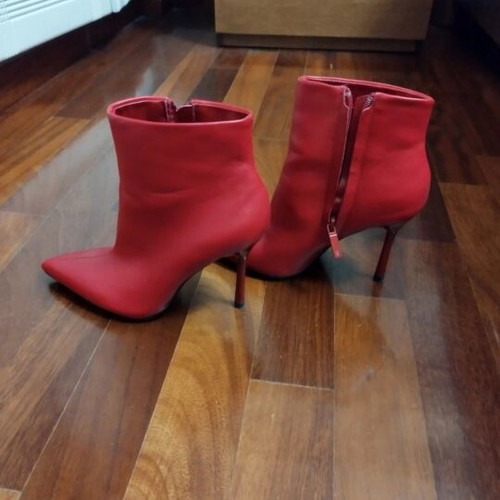 Zara red ankle boots 10cm heel, new