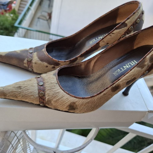 Hunter women's fur leather pumps like new, size 36, brown