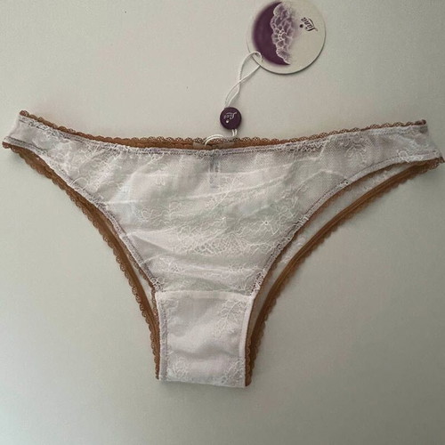 Luna Brazilian slip new, lace with beige elastic, Medium & Large
