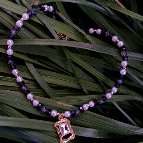 Handmade necklace new with pearls, beads and stainless steel details