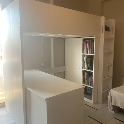 IKEA SMASTAD Loft Bed 90x200 with Desk, Bookshelf and Mattress like new