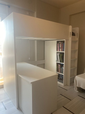 IKEA SMASTAD Loft Bed 90x200 with Desk, Bookshelf and Mattress like new