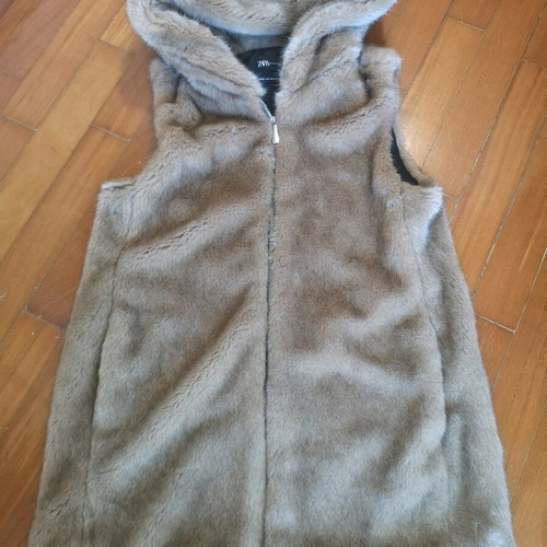 Zara fur vest like new, beige, size M