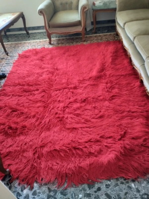 Flokati rug new, red, 1.70 x 2.20 m