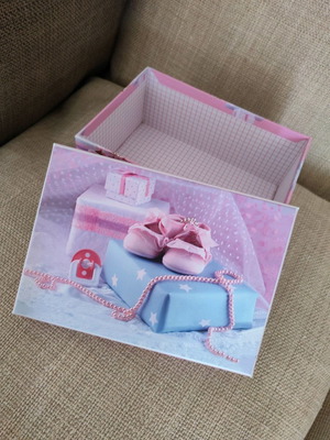Paper storage box in pink shades with newborn girl theme new