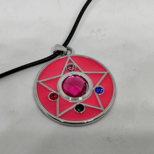 Sailor Moon Crystal Star Necklace like new, pink enamel pendant