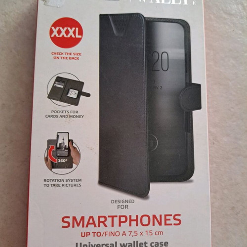 Universal wallet case black up to 6.4 inches open packaging new