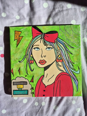 Pop art painting with tempera new
