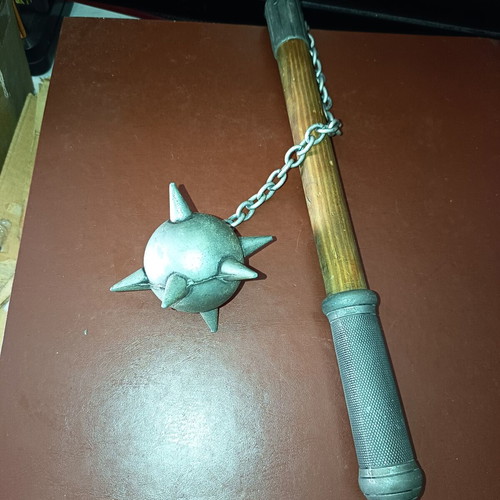 Viking Decorative Flail used, real metal and wood collectible
