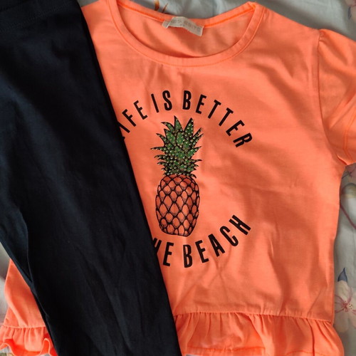 Evita girls' clothing set like new, blue and orange