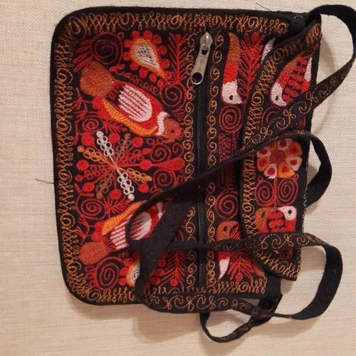 Ethnic Handmade Embroidered Fabric Crossbody Bag like new, 24×21 cm