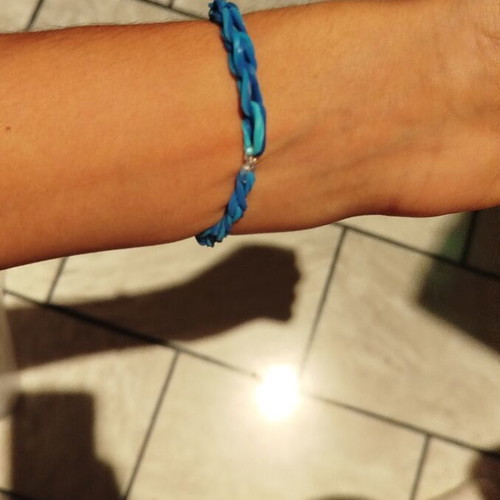 Plexi Flexi bracelets set of 2, handmade, new, blue and turquoise