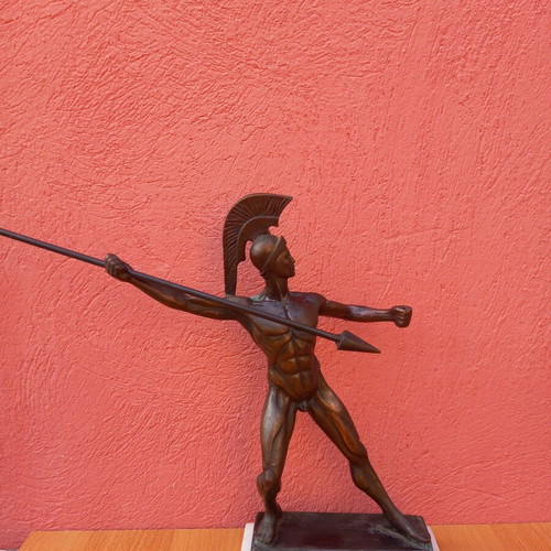 Leonidas sculpture used, tin on marble base