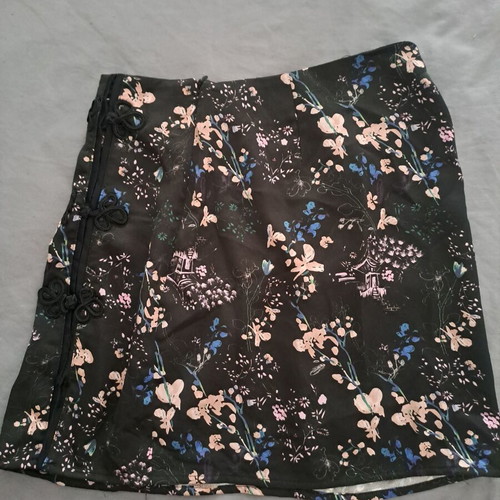 Floral satin skirt like new, high-waisted, mini, multicolor Pull & Bear