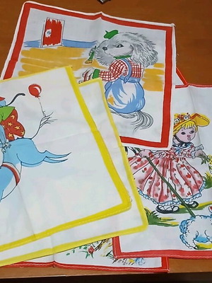 Old handkerchiefs used, pack of 6, 1980s