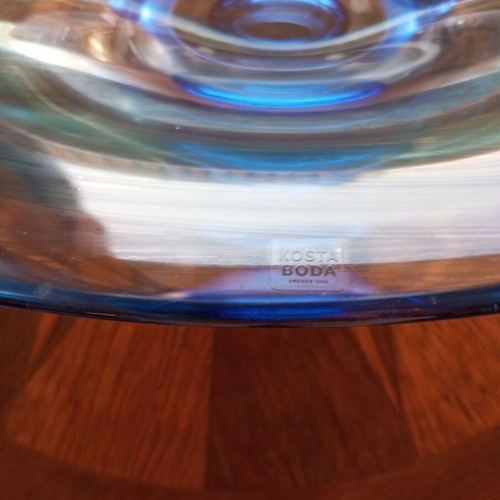 Kosta Boda Vision crystal bowl blue, design Göran Wärff