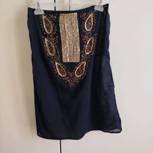 Cotton strapless Makgio blouse like new, small/medium, dark blue