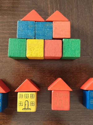 Wooden building blocks used, set of 17 from 70s-80s