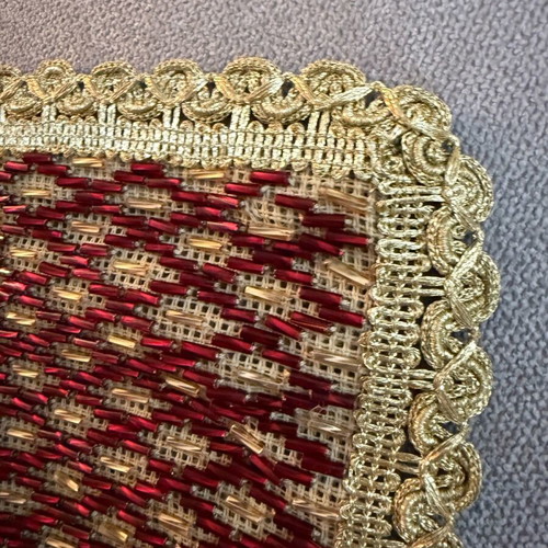 Set of 2 handmade embroidered doilies with beads new