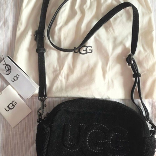 Ugg black crossbody bag with sheepskin trim