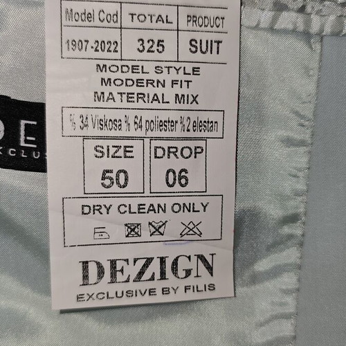 Dezign Exclusive by Filis men's suit set mint green size 50 like new