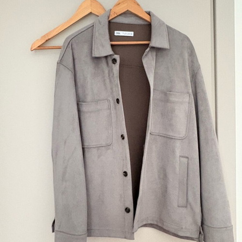 Zara suede gray jacket large like new