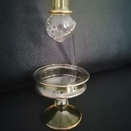 Handmade Egyptian essential oil diffuser Pyrex glass with gold details new