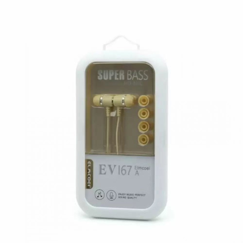 Hands free earphones 3.5mm gold EV167 Elmcoei new