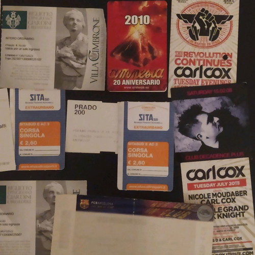 Souvenir tickets used from Europe