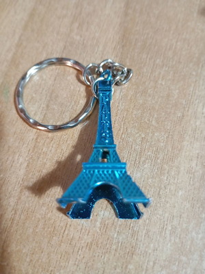 Eiffel Tower metal keychain new, blue Paris souvenir