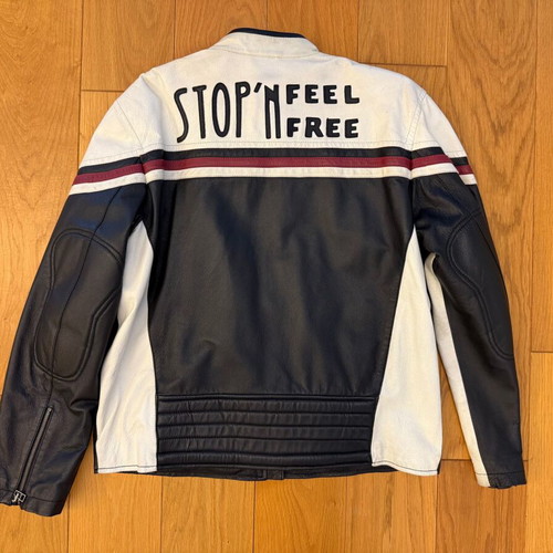 Clockhouse leather jacket used, size L, black and white