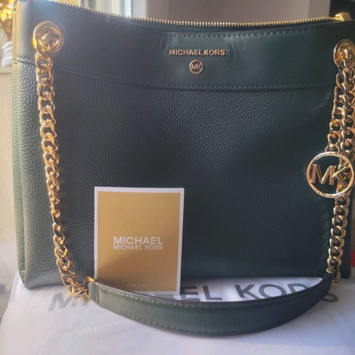 Mickael Kors leather shoulder bag dark green like new