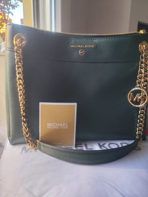 Mickael Kors leather shoulder bag dark green like new