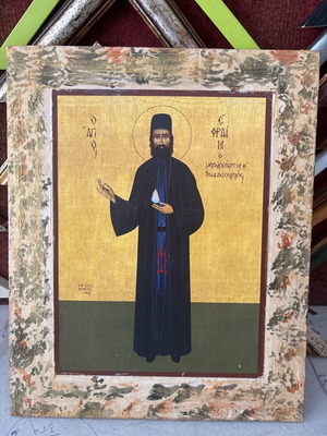Saint Ephraim handmade icon new 30x40 wood panel