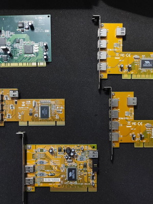 PCI expansion cards pack of 5 used, USB and Firewire
