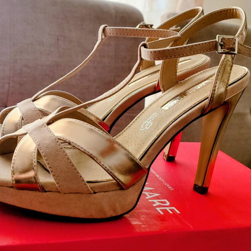 Mariamare Rose Gold & Nude Heeled Sandals size 40 like new